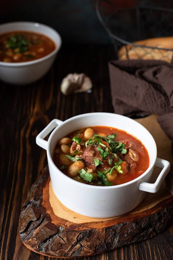 balkan bean soup with meat vegetables