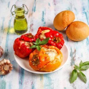Bulgarian Stuffed Peppers with Eggs and Cheese